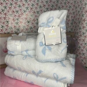 Blue Bow Coquette Bath Towels-6 towel set